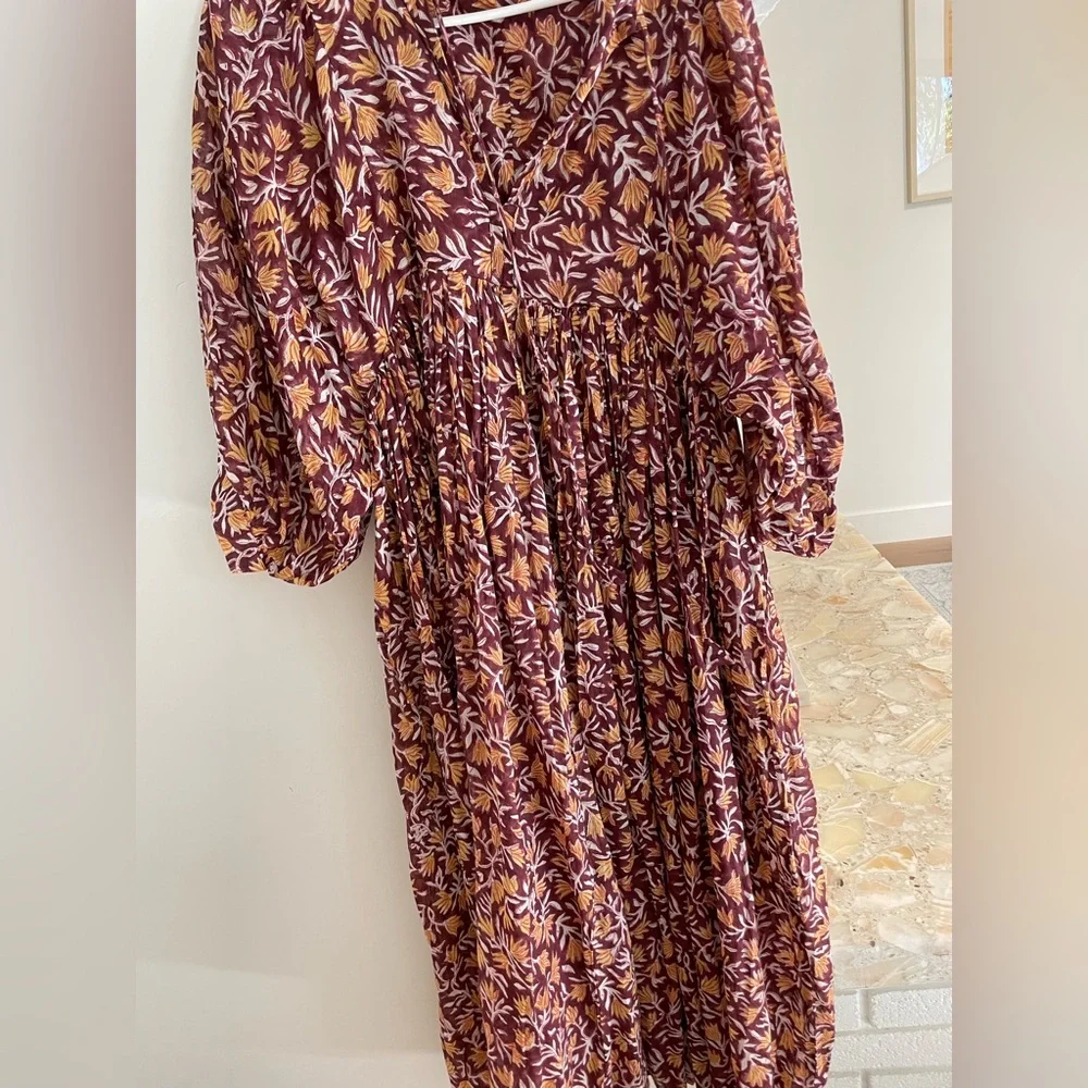 Daughters of India Maroon and Yellow Floral Dress - Picture 4 of 7